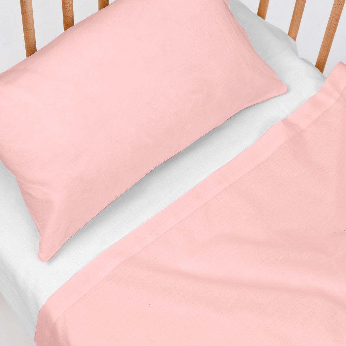 Cot Bedding Set HappyFriday BASIC KIDS Light Pink